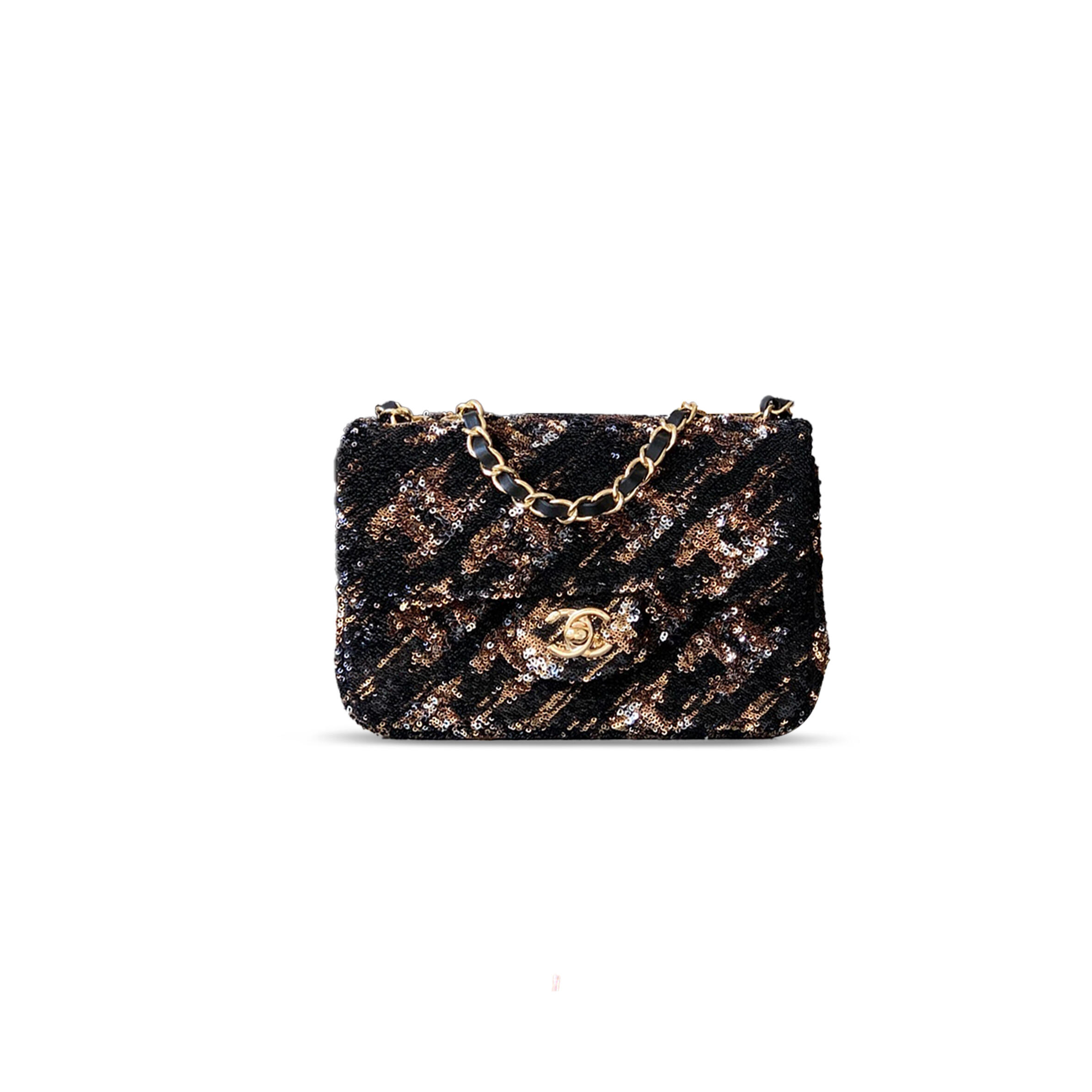 CHANEL MASTER FLAP BAG SEQUINS & GOLD-TONE METAL AS4561 (21*14*8cm)